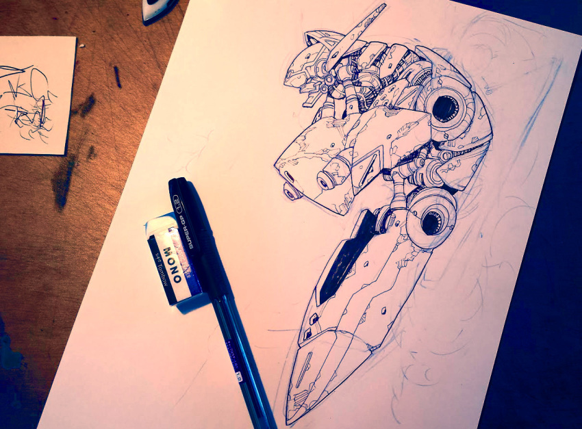 eraser, ichimonji_kei, macross, macross_delta, macross_e, pencil, photo, sketch, vf-171