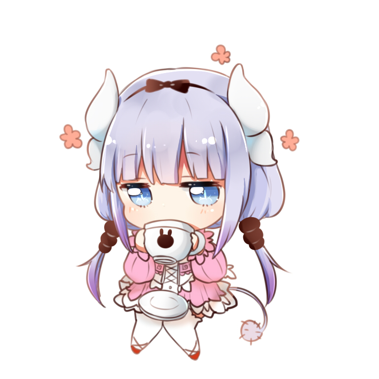 1girl, beads, blue_eyes, blue_hair, chibi, cup, dress, drinking