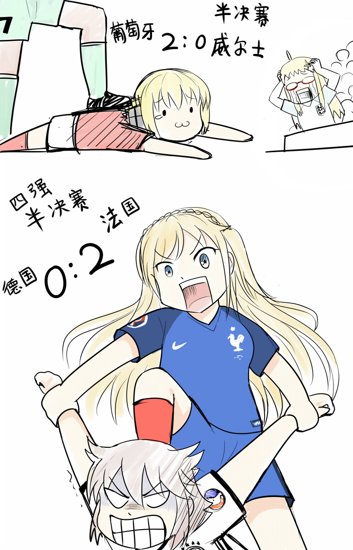 bismarck_(zhan_jian_shao_nyu), blonde_hair, blue_eyes, chinese, comic, crying, england, euro_2016