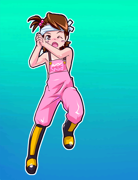 animated_gif, boots, brown_hair, dancing, dungarees, futami_ami, futami_mami, gif