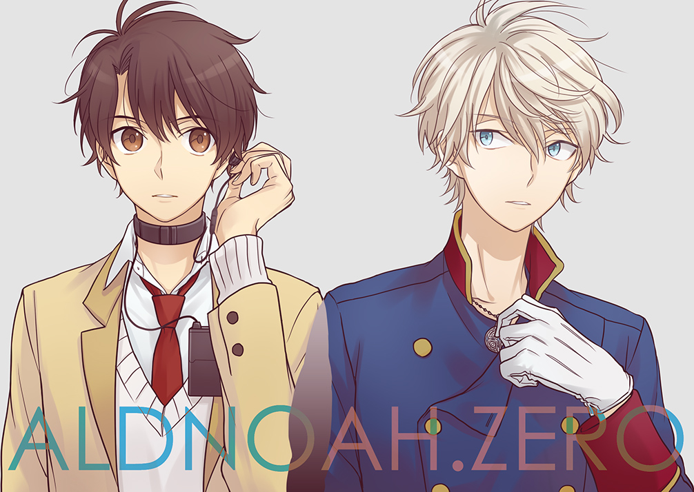 2boys, akuta_michi, aldnoah.zero, bangs, blonde_hair, brown_eyes, brown_hair, copyright_name