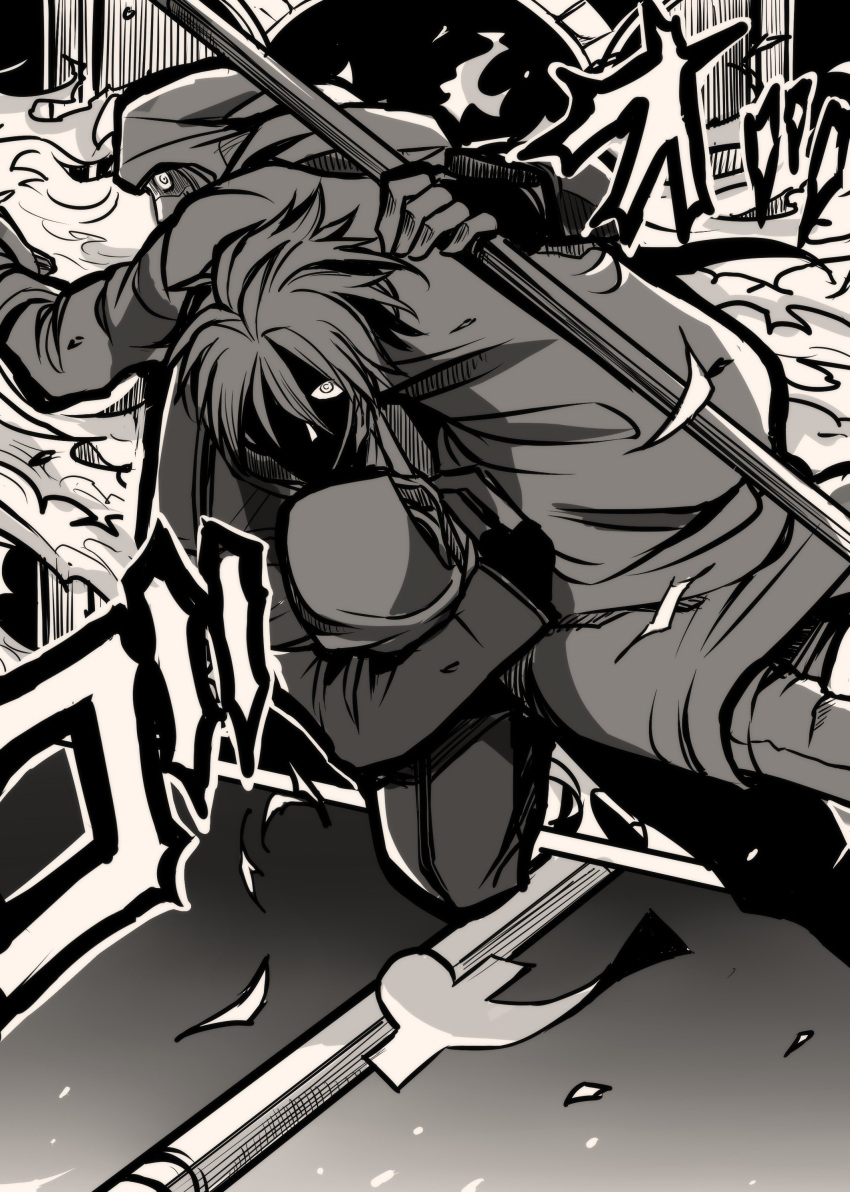 1boy, 1girl, absurdres, baby, comic, drifters, greyscale, highres