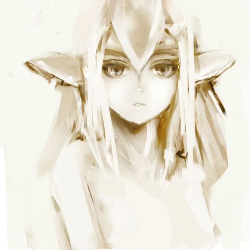 highres, kemono, monochrome, monster, monster_girl, mutio, nude, pointy_ears
