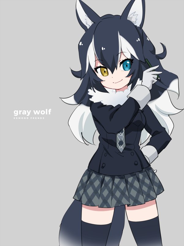 1girl, animal_ears, argyle, argyle_necktie, black_hair, black_jacket, black_legwear, blazer