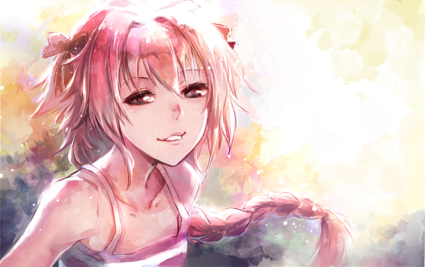 1boy, blush, braid, camisole, fate/apocrypha, fate_(series), hair_ribbon, huamuan_huamuan