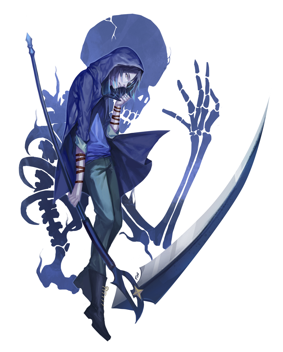 1boy, black_hair, black_shoes, blue_shirt, full_body, highres, hood, jeunese