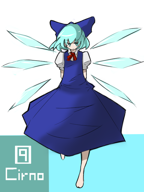 ?, blue_eyes, blue_hair, cirno, melonpan_(artist), meronpan_(pixiv14026), touhou, wings
