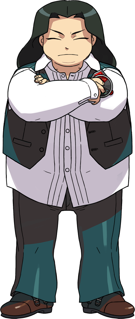 1boy, black_hair, boots, brown_boots, closed_eyes, crossed_arms, fat, full_body