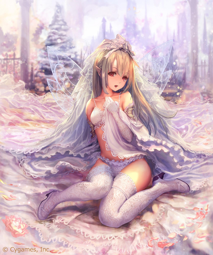 1girl, aria_(shingeki_no_bahamut), bare_shoulders, blonde_hair, elbow_gloves, gloves, high_heels, highres
