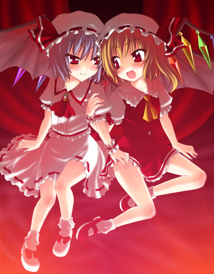 flandre_scarlet, multiple_girls, remilia_scarlet, saki_chisuzu, sakichi_suzu, siblings, sisters, touhou