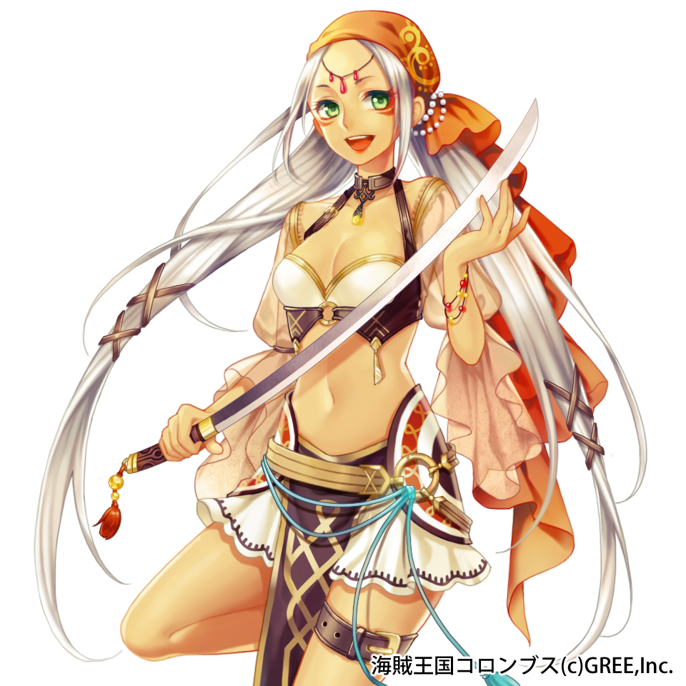 1girl, bandanna, bead_bracelet, beads, bracelet, breasts, choco_holic, choker