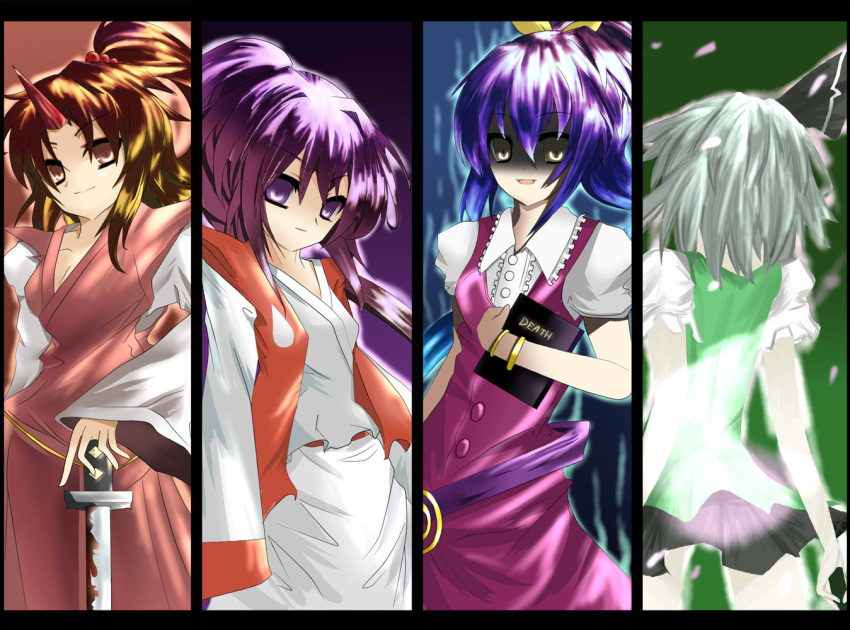 bad_id, brown_hair, column_lineup, death_note, death_note_(object), hakama, hitodama, horn