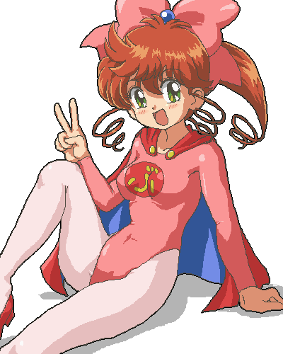 1girl, breasts, brown_hair, capelet, covered_navel, drill_hair, green_eyes, hair_ribbon