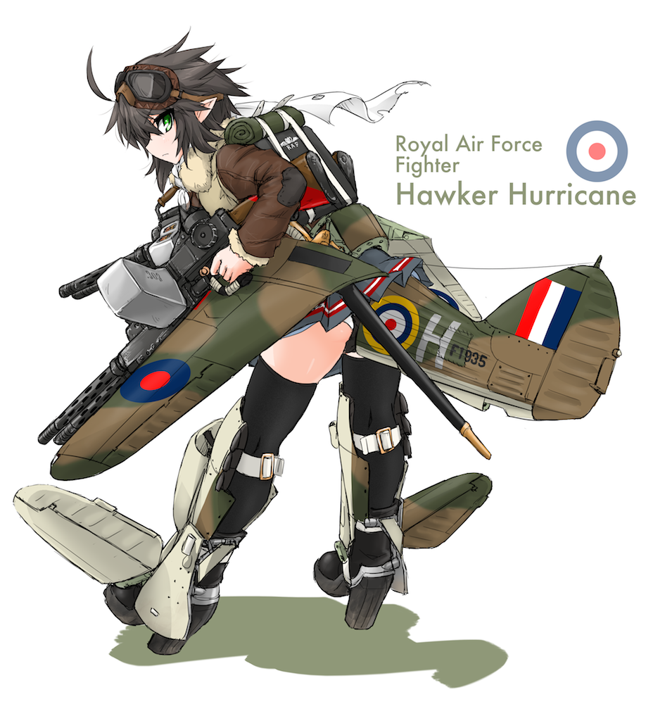 1girl, ahoge, airplane_wing, backpack, bag, belt, black_hair, black_legwear