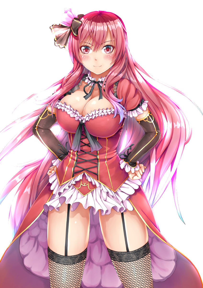 1girl, ass_visible_through_thighs, ayase_tamaki, blush, breasts, cattleya_(flower_knight_girl), cleavage, detached_sleeves