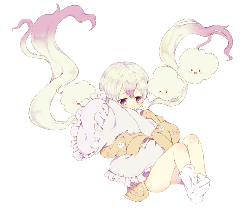 1girl, bare_legs, blonde_hair, clouds, harumi_namau, highres, long_hair, mahou_shoujo_ikusei_keikaku