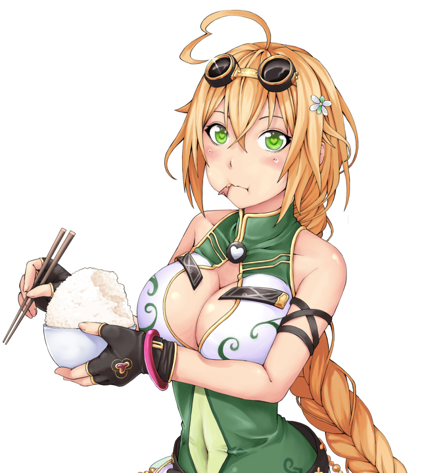 1girl, :t, ayase_tamaki, balloon, balloon_vine_(flower_knight_girl), black_gloves, blonde_hair, blush