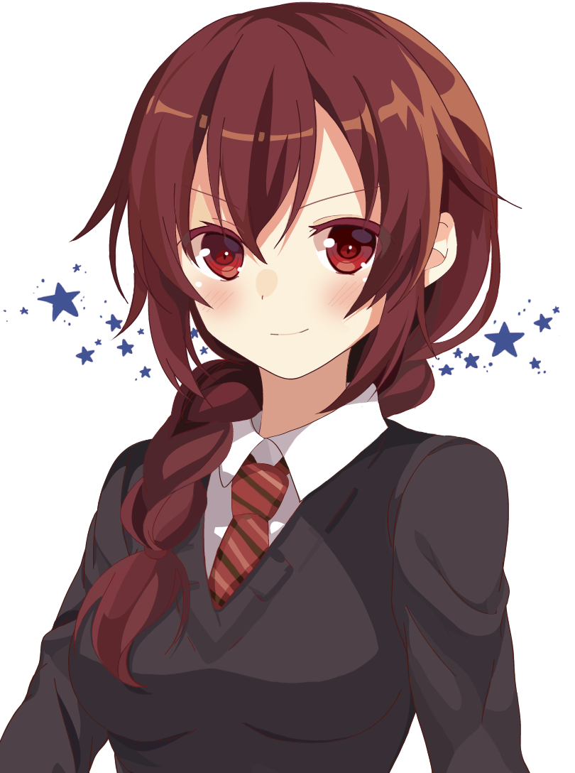 1girl, braid, brown_hair, hair_over_shoulder, long_hair, looking_at_viewer, necktie, original