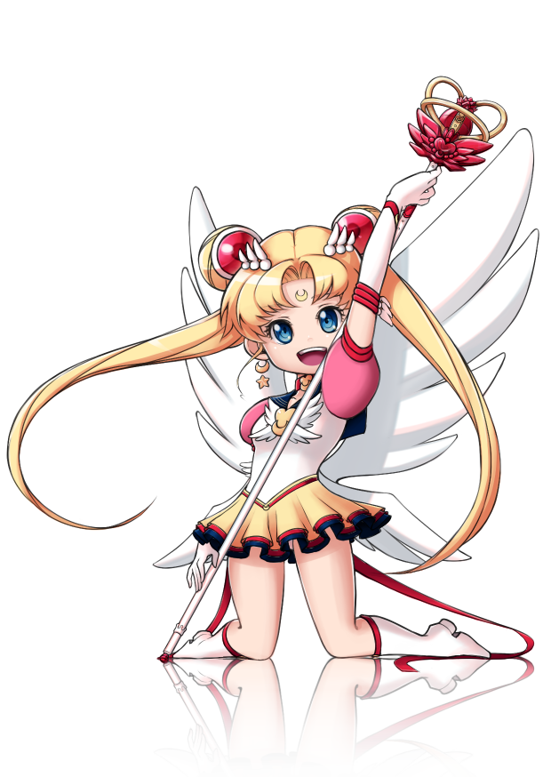 1girl, arm_up, bishoujo_senshi_sailor_moon, blonde_hair, blue_eyes, boots, choker, crescent