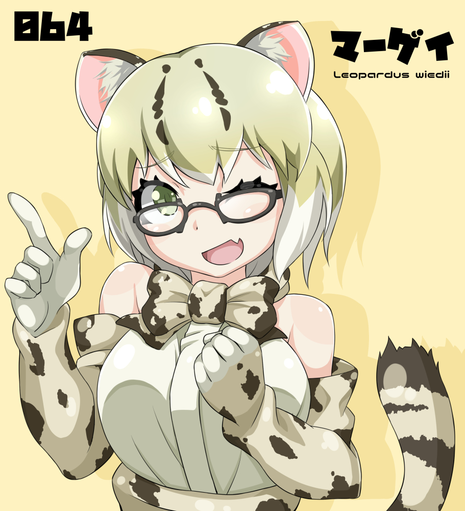animal_ears, animal_print, blonde_hair, bow, bowtie, cat_ears, cat_tail, commentary_request