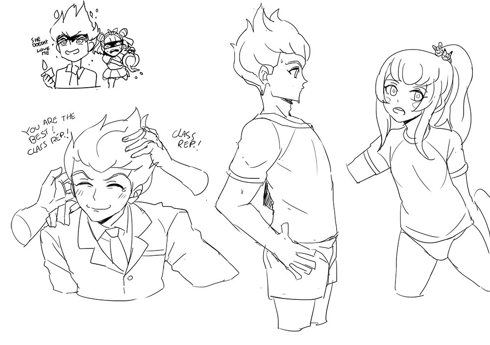 1boy, 2girls, alternate_hairstyle, blanko!, blazer, bloomers, blush_stickers, bucket