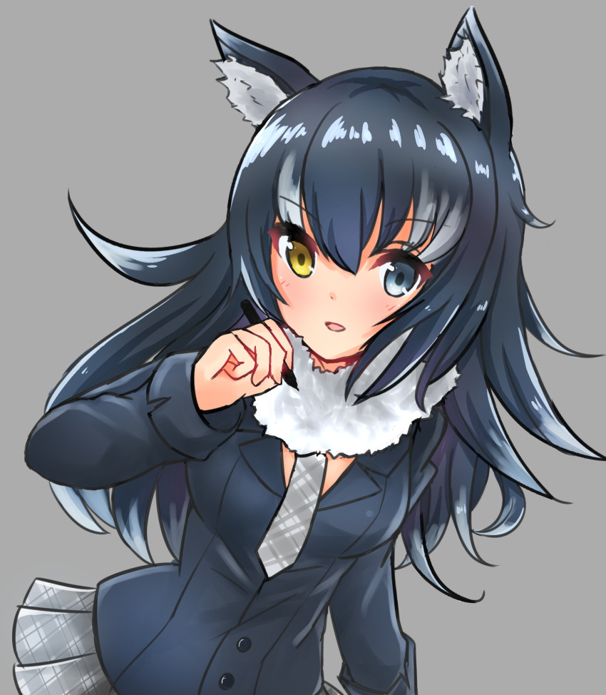 000_(jicasoe), 1girl, animal_ears, between_breasts, black_hair, blue_eyes, blush, breasts