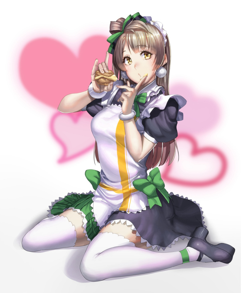 1girl, alternate_costume, apron, bangs, black_dress, blush, bow, bowtie