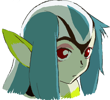 grey_hair, kemono, lowres, monster_girl, mutio, pointy_ears, red_eyes, short_hair