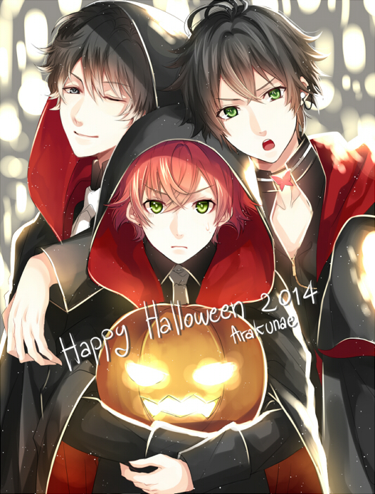 arakunae, black_hair, crossover, diabolik_lovers, green_eyes, mukami_ruki, sakamaki_ayato, shinigami_kareshi