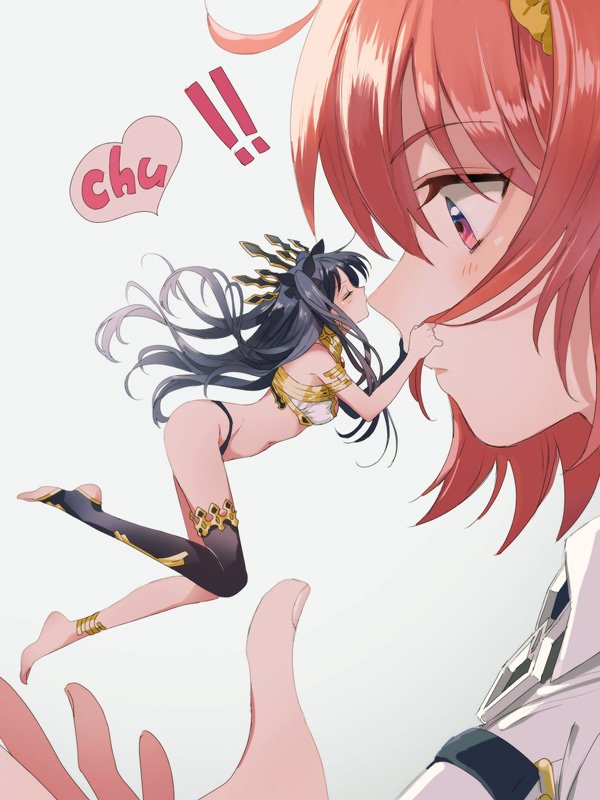 2girls, akao_ppai, armlet, bare_shoulders, black_hair, black_panties, black_ribbon, blush