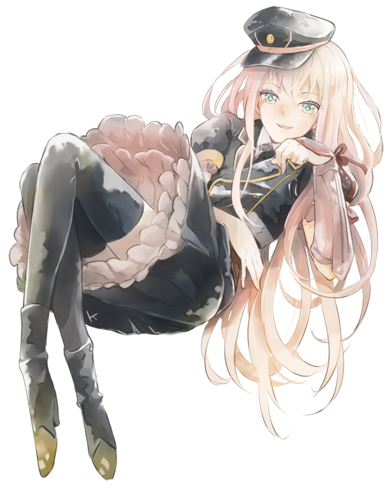 1boy, armor, black_legwear, blonde_hair, blue_eyes, dress, hat, japanese_armor, k-mame, kote, male_focus, midare_toushirou, necktie, smile, thigh-highs, touken_ranbu, trap