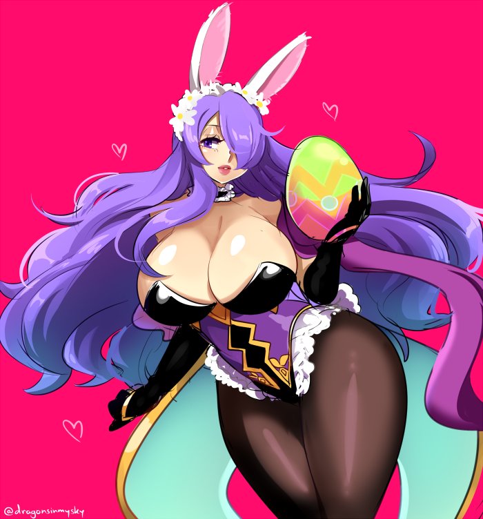 1girl, animal_ears, blush, breasts, bunnysuit, camilla_(fire_emblem_if), cleavage, d-ryuu