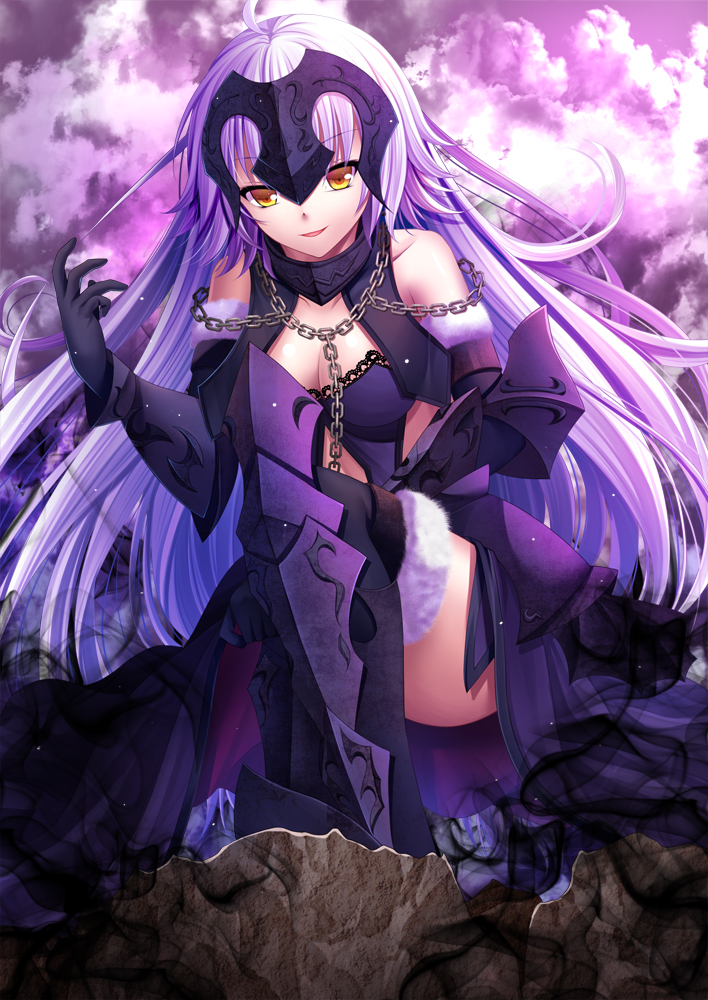 1girl, ahoge, armor, armored_boots, bangs, black_gloves, black_legwear, boots