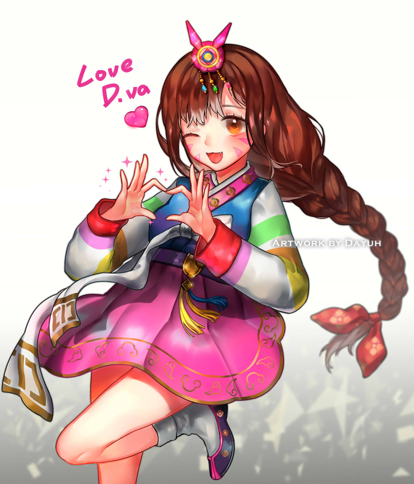 1girl, ;d, alternate_costume, alternate_hairstyle, artist_name, bag, bangs, bow