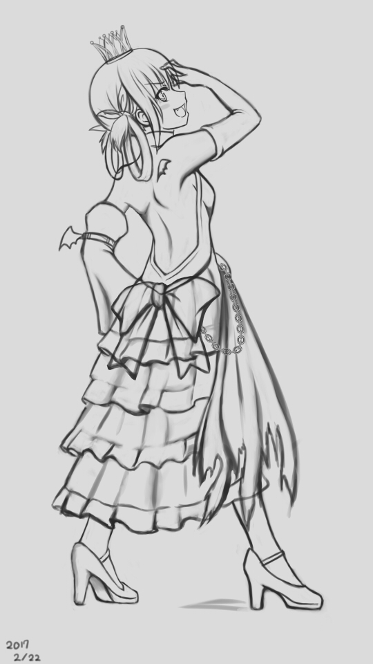 >:d, 1girl, 2017, :d, chains, crown, dated, demon_wings
