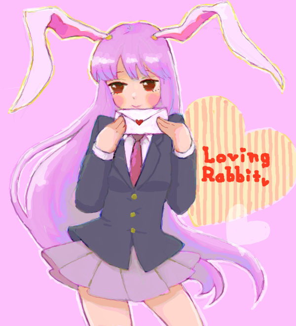 bad_id, blazer, blush, bunny_ears, eeyasu, lavender_hair, letter, long_hair