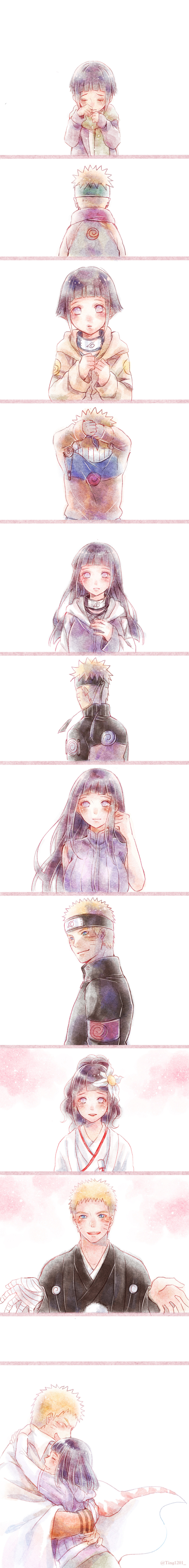 absurdres, age_progression, bandaged_arm, black_hair, blonde_hair, blue_eyes, child, couple