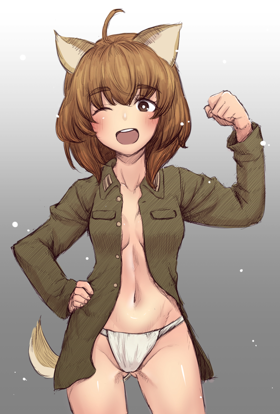 1girl, ahoge, animal_ears, blush, breasts, brown_eyes, brown_hair, dog_ears