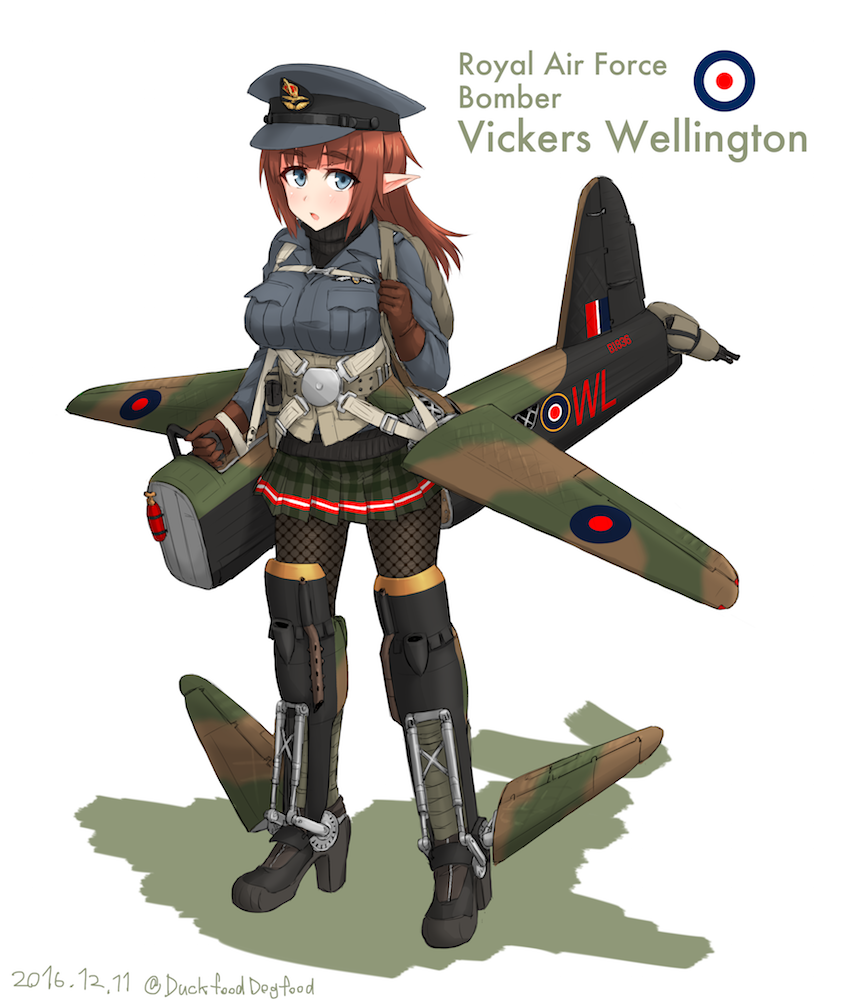 1girl, airplane_wing, backpack, bag, blue_eyes, bomb, brown_gloves, brown_hair