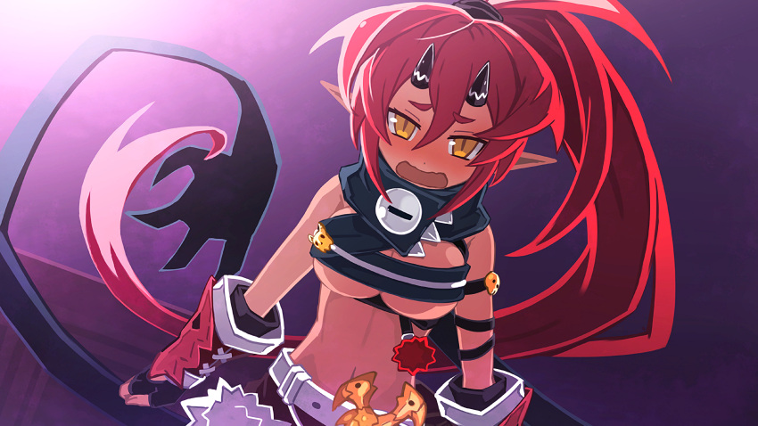 1girl, absurdres, blush, breasts, game_cg, highres, horns, long_hair