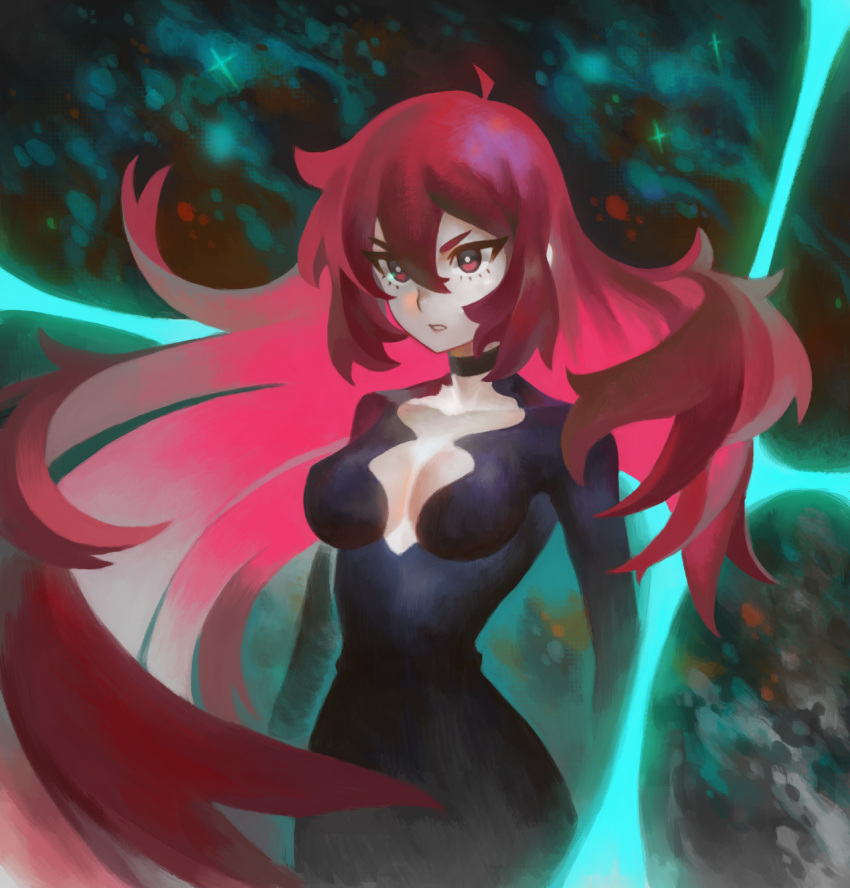 1girl, breasts, choker, cleavage, collarbone, dress, highres, little_witch_academia