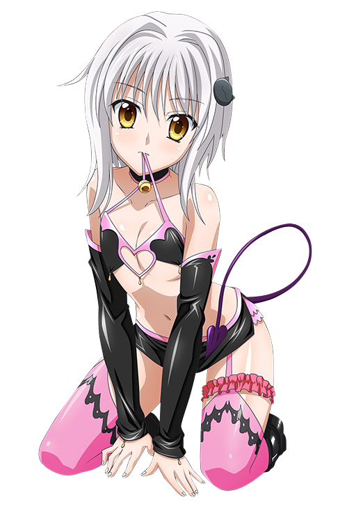 1girl, black_bra, black_skirt, bra, breasts, cat_hair_ornament, cleavage, demon_tail