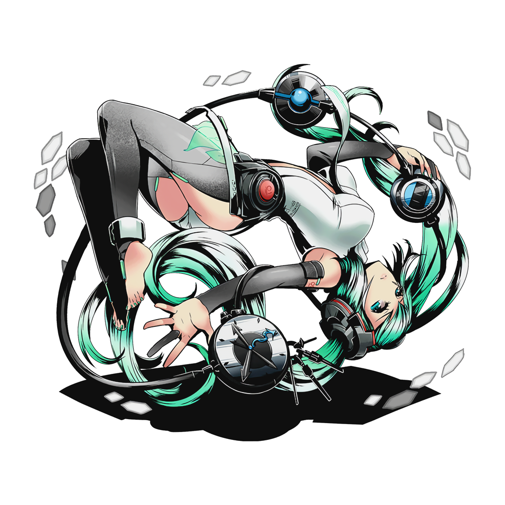1girl, barefoot, black_legwear, blue_nails, breasts, detached_sleeves, divine_gate, feet
