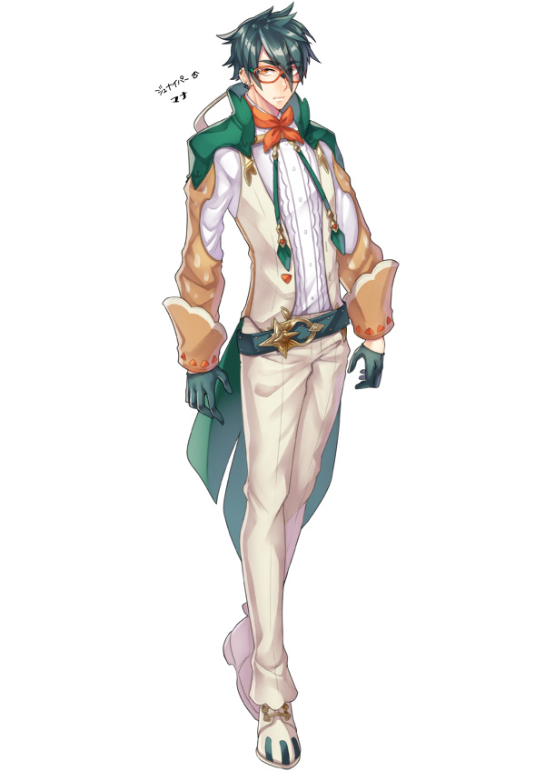 1boy, arms_at_sides, belt, black_gloves, brown_eyes, decidueye, earrings, full_body