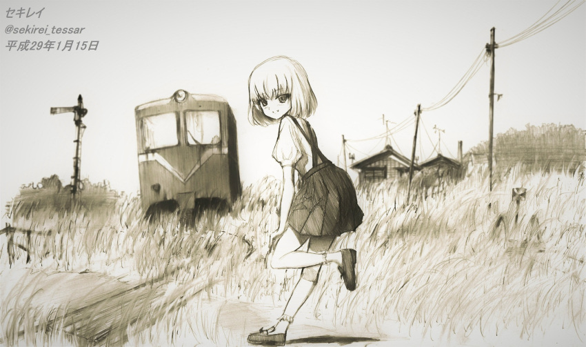 1girl, alternate_costume, artist_name, blurry, dated, depth_of_field, girls_und_panzer, graphite_(medium)