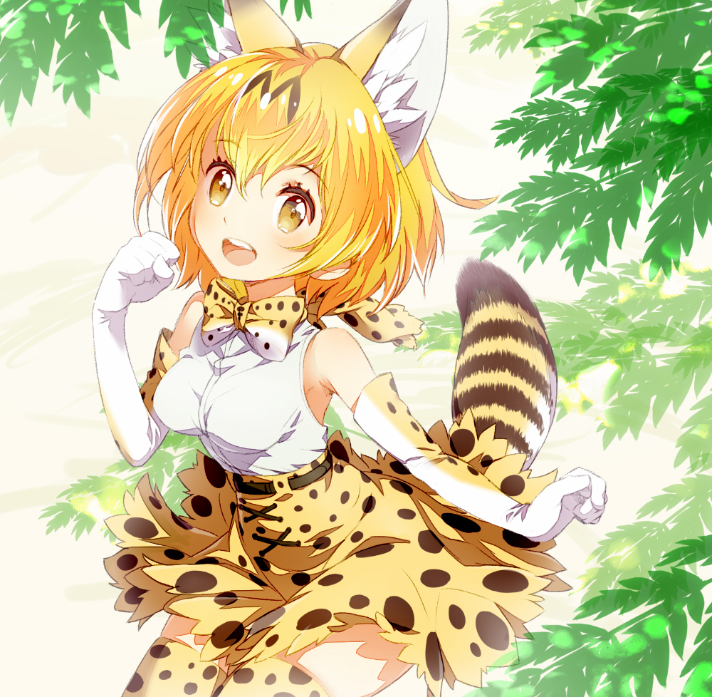 1girl, :d, animal_ears, arm_at_side, armpits, bare_shoulders, belt, bow