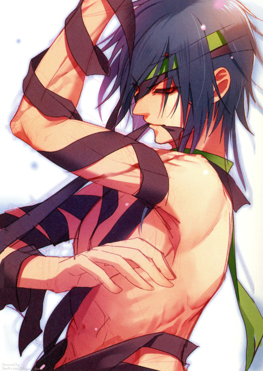 blue_hair, desert_kingdom, hanamura_mai, red_eyes, vee_(desert_kingdom)