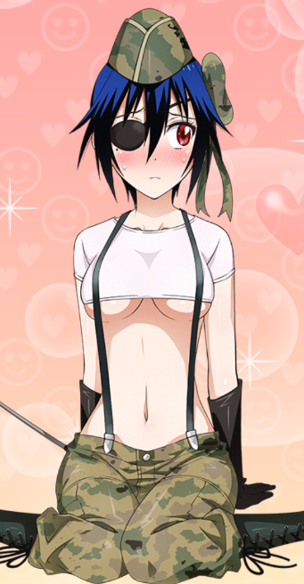 1girl, arm_support, black_boots, black_gloves, blue_hair, boots, bow, breasts