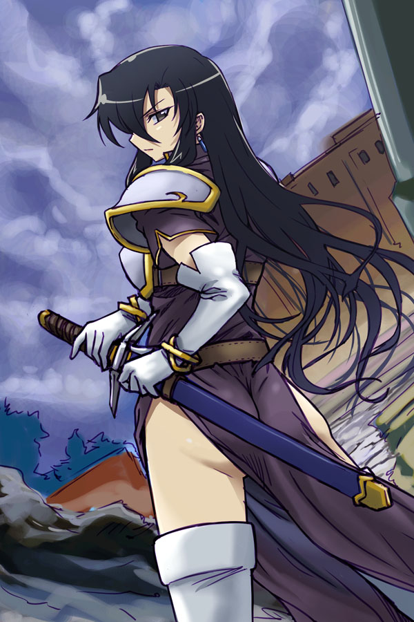 aira, armor, black_hair, elbow_gloves, fire_emblem, fire_emblem:_seisen_no_keifu, fire_emblem_genealogy_of_the_holy_war, gloves