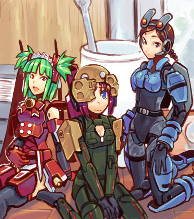 busou_shinki, doll_joints, fort_bragg, green_hair, lowres, minigirl, tsugaru, waffebunny
